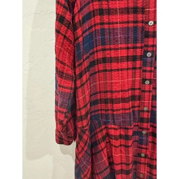 Loft Plaid Mini Shirt Dress Long Sleeve Size Small NWOT Red - Picture 9 of 14
